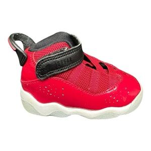 Nike Jordan 6 Rings TD Red & Patten Leather Gym Shoes Size 4C